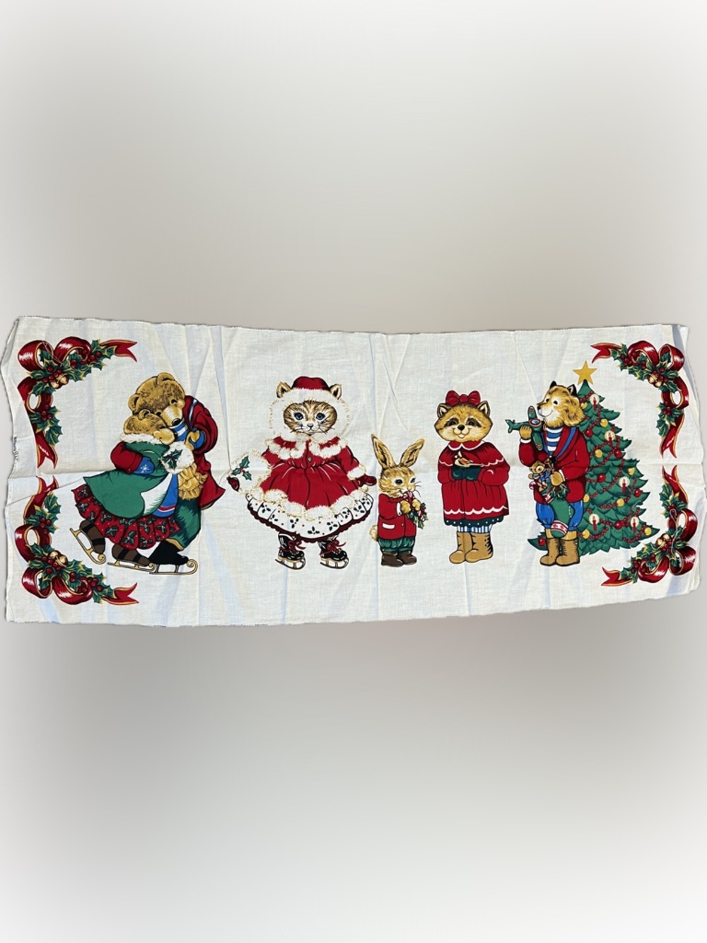 🔴Vintage New Wamsutta Hallmark Christmas Fabric Panel Woodland Creatures